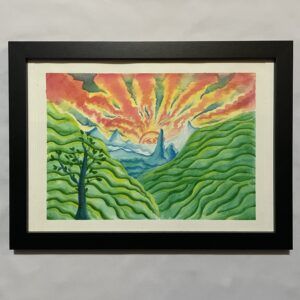 arte psicodelico atardecer acuarela