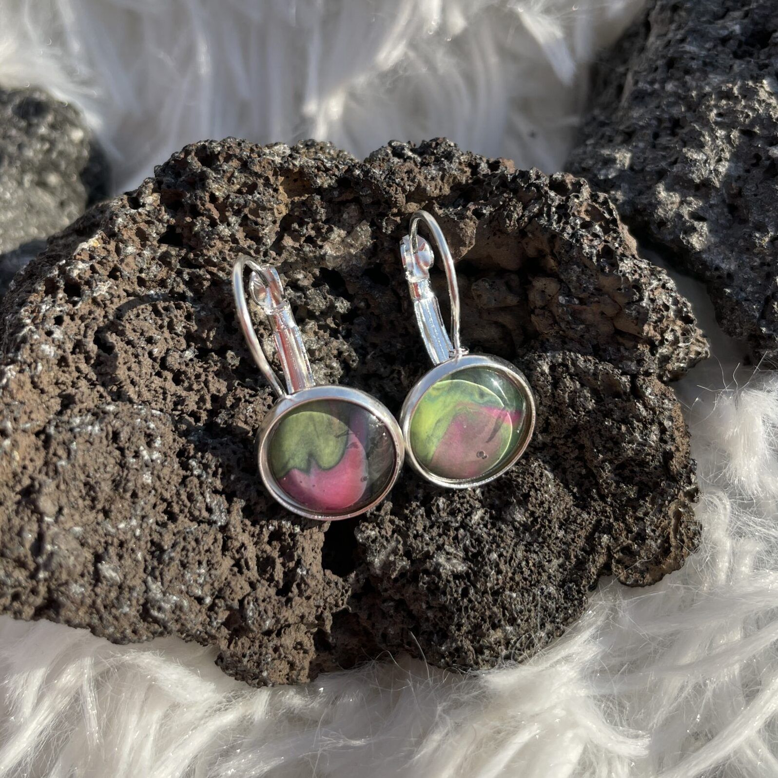Aretes Pink Galaxy 12mm