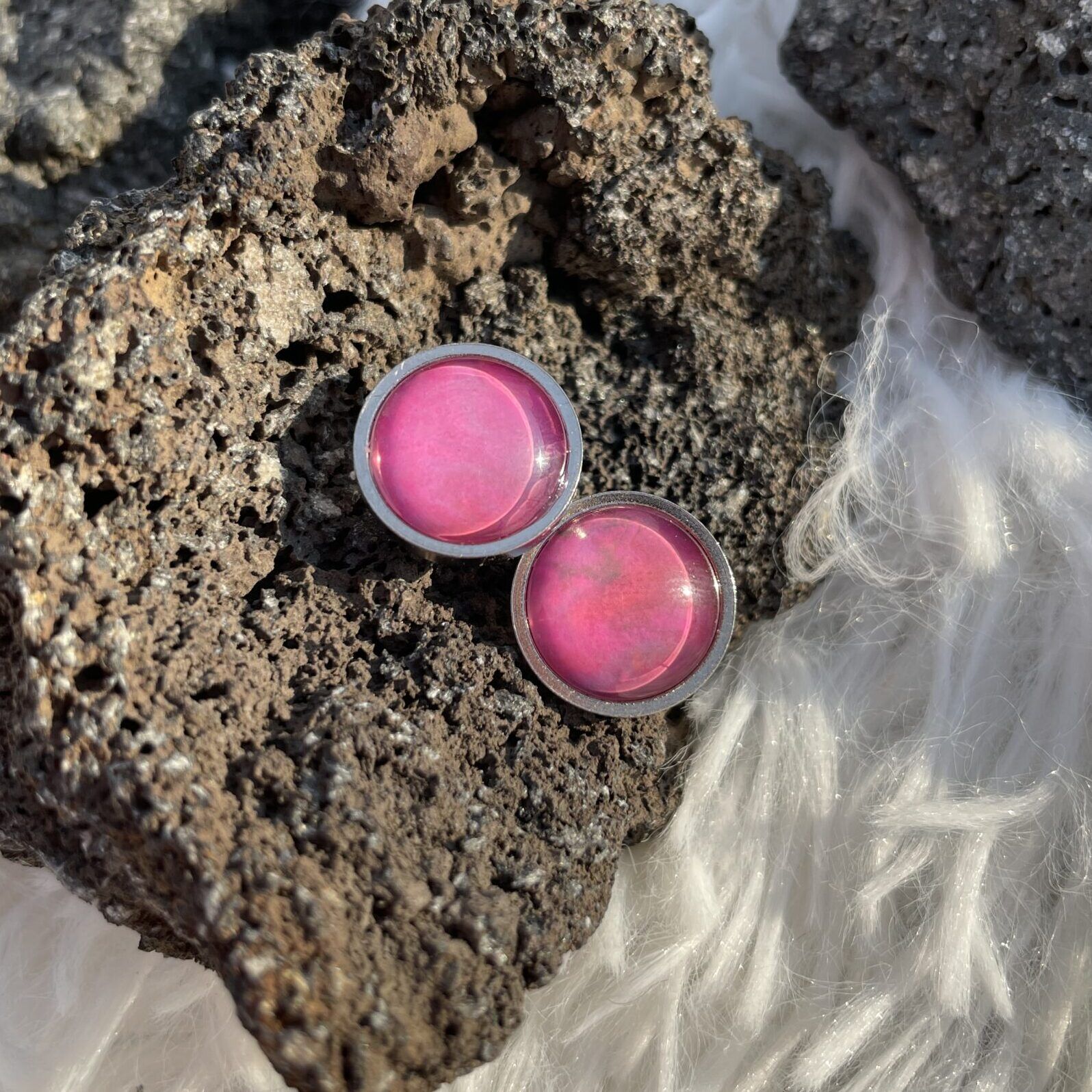 Aretes Botón Pink Galaxy