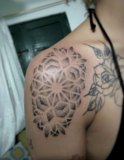 geometric handpoke tattoo in wellington